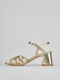 Sandalo tacco 6 cm oro pelle