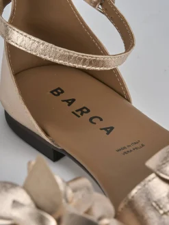 Sandalo tacco 1 cm rosa laminato