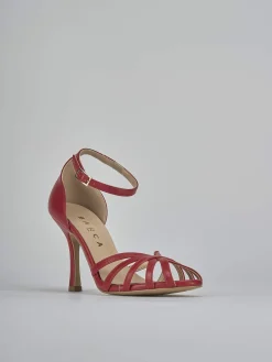 Sandalo tacco 9 cm rosso pelle