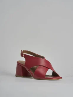 Sandalo tacco 5 cm rosso pelle