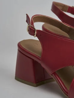 Sandalo tacco 5 cm rosso pelle