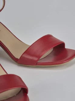 Sandalo tacco 6 cm rosso pelle