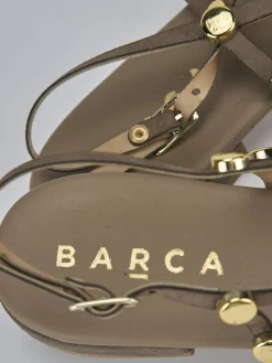 Sandalo tacco 1 cm testa camoscio