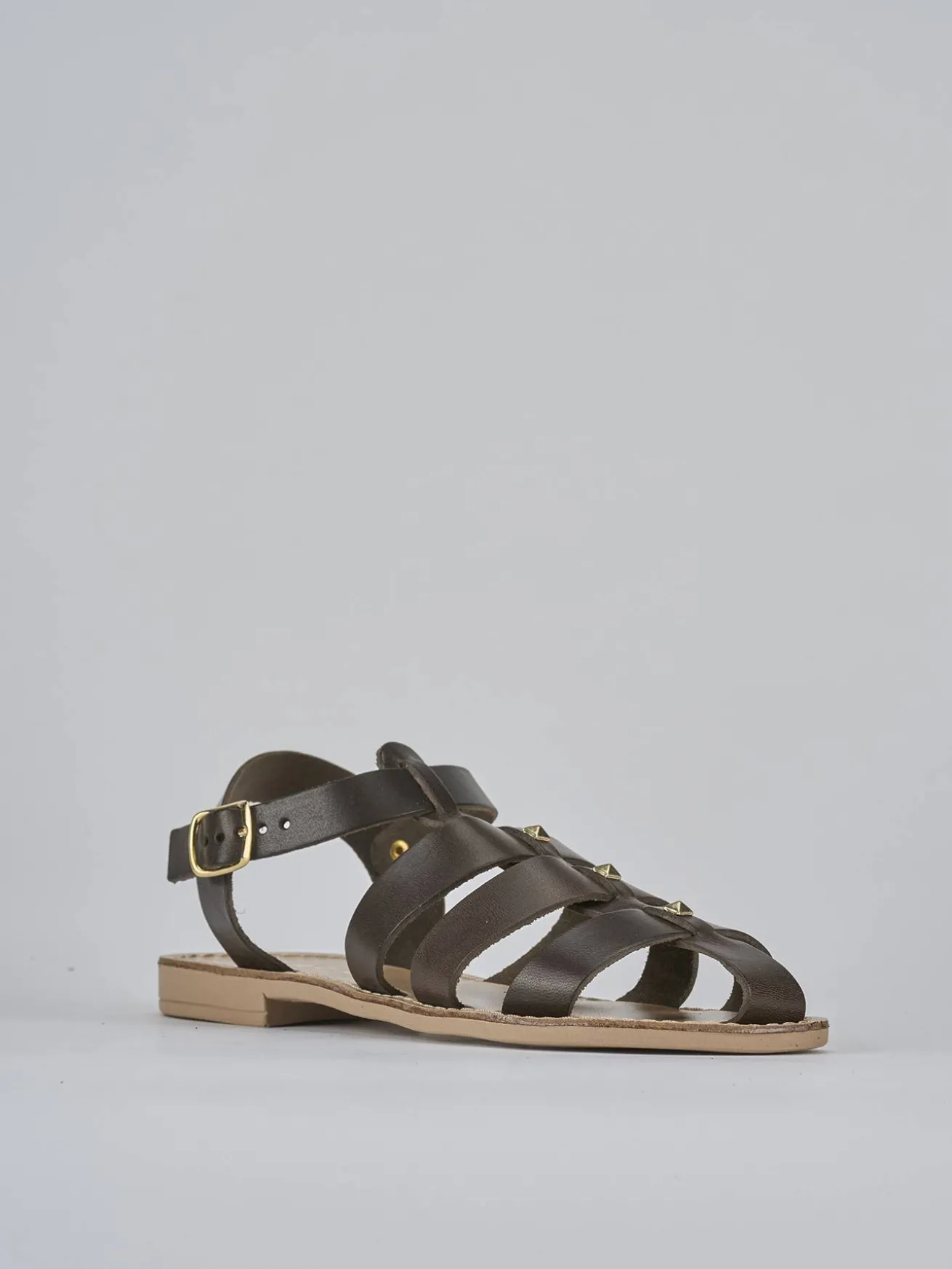 Sandalo tacco 1 cm testa pelle