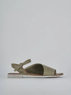 Sandalo tacco 1 cm verde pelle