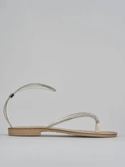 Sandalo tacco 1cm argento pelle