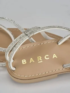 Sandalo tacco 1cm argento pelle