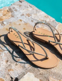 Sandalo tacco 1cm argento pelle