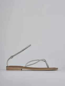 Sandalo tacco 1cm argento pelle