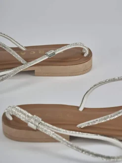 Sandalo tacco 1cm argento pelle