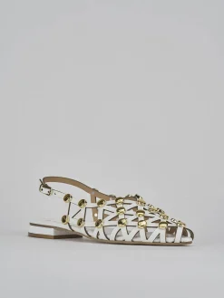 Sandalo tacco 1cm bianco pelle