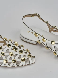 Sandalo tacco 1cm bianco pelle