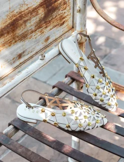 Sandalo tacco 1cm bianco pelle