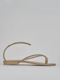 Sandalo tacco 1cm oro pelle