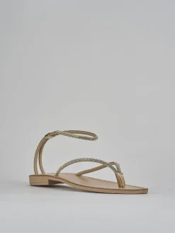 Sandalo tacco 1cm oro pelle