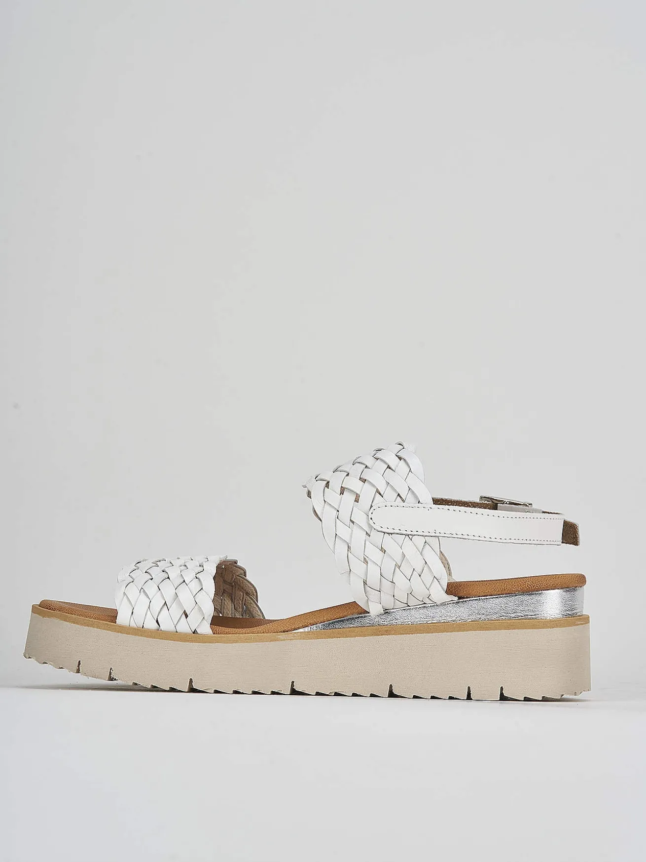 Sandalo zeppa 3 cm bianco pelle