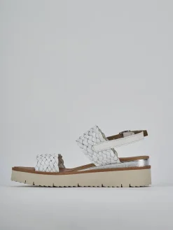 Sandalo zeppa 3 cm bianco pelle