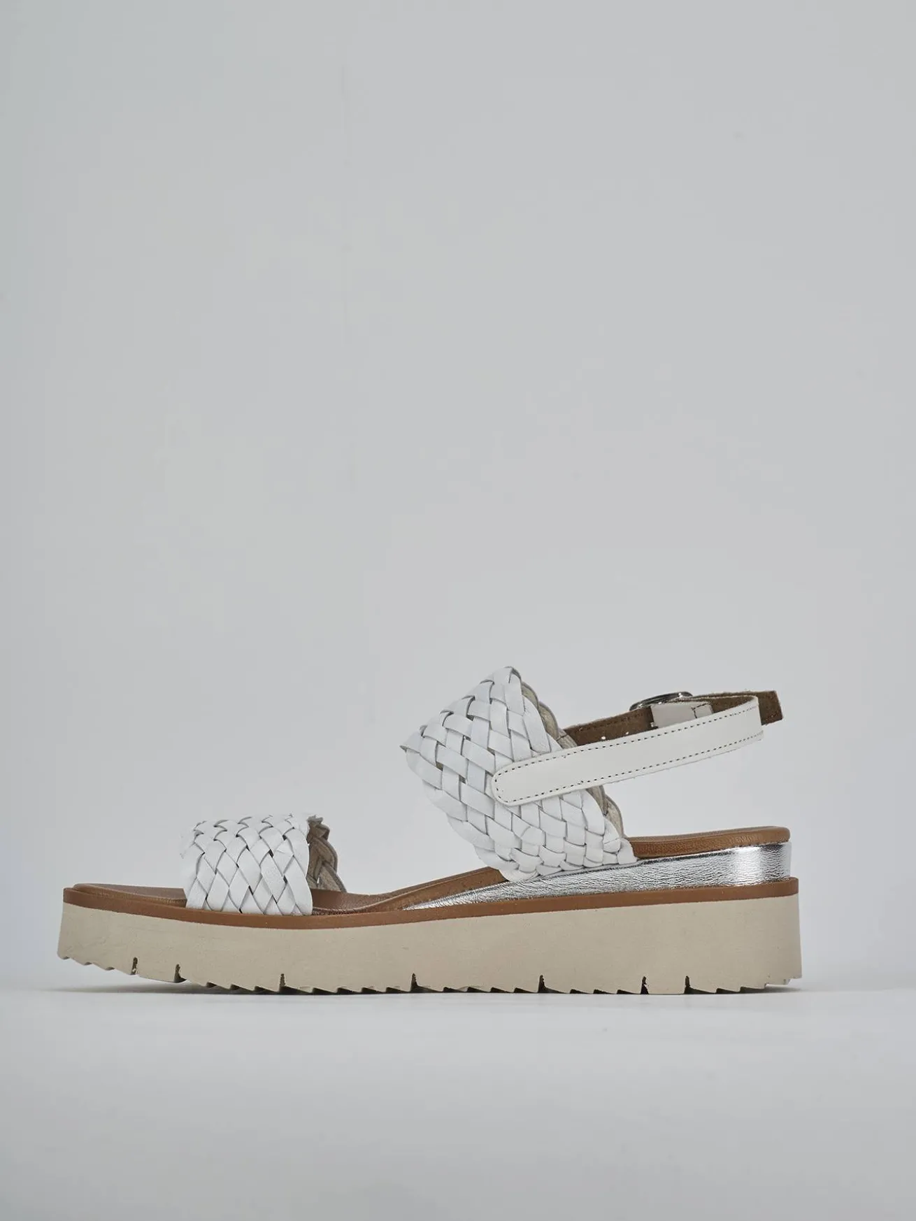 Sandalo zeppa 3 cm bianco pelle