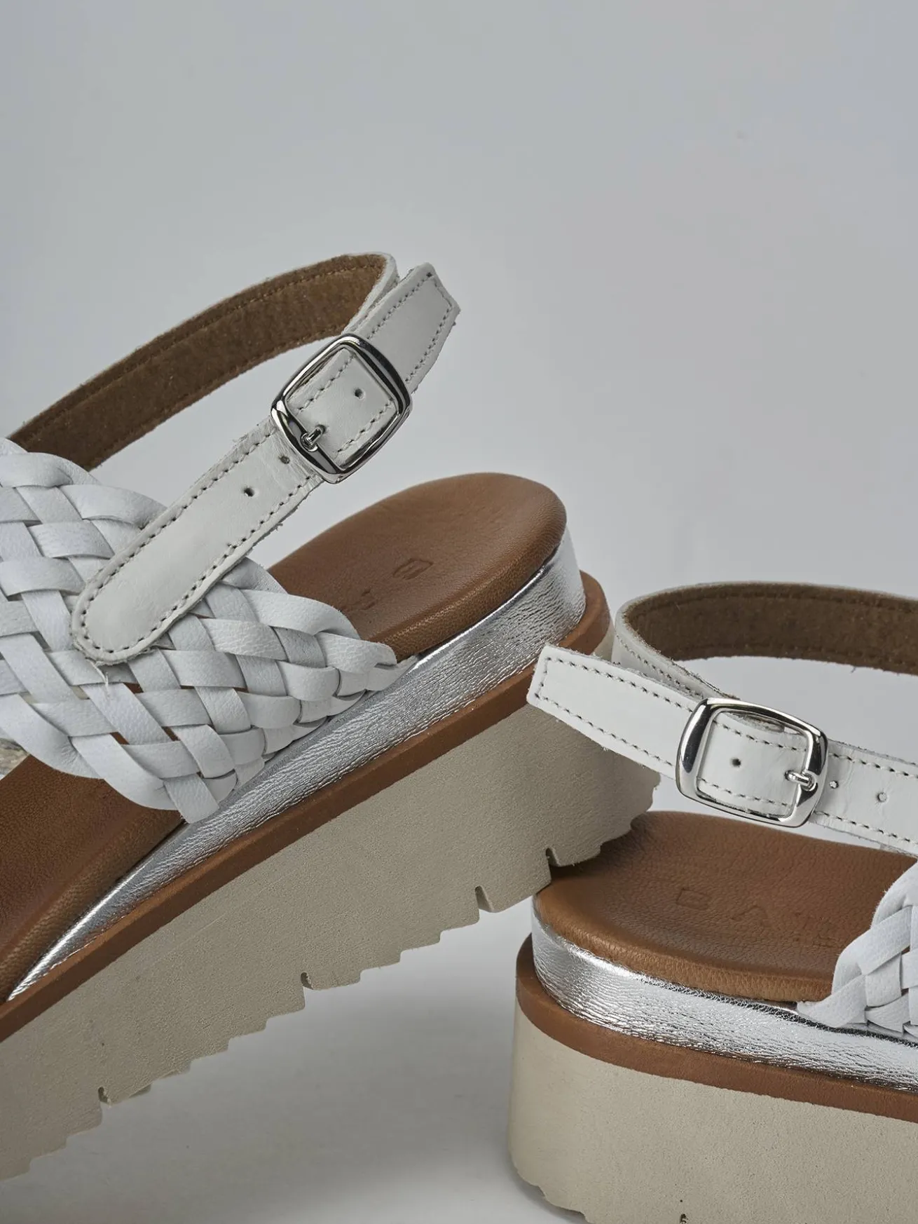 Sandalo zeppa 3 cm bianco pelle