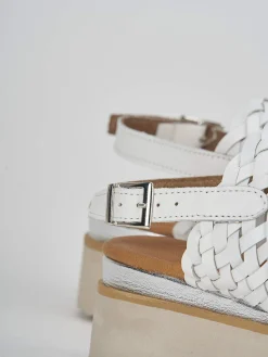 Sandalo zeppa 3 cm bianco pelle