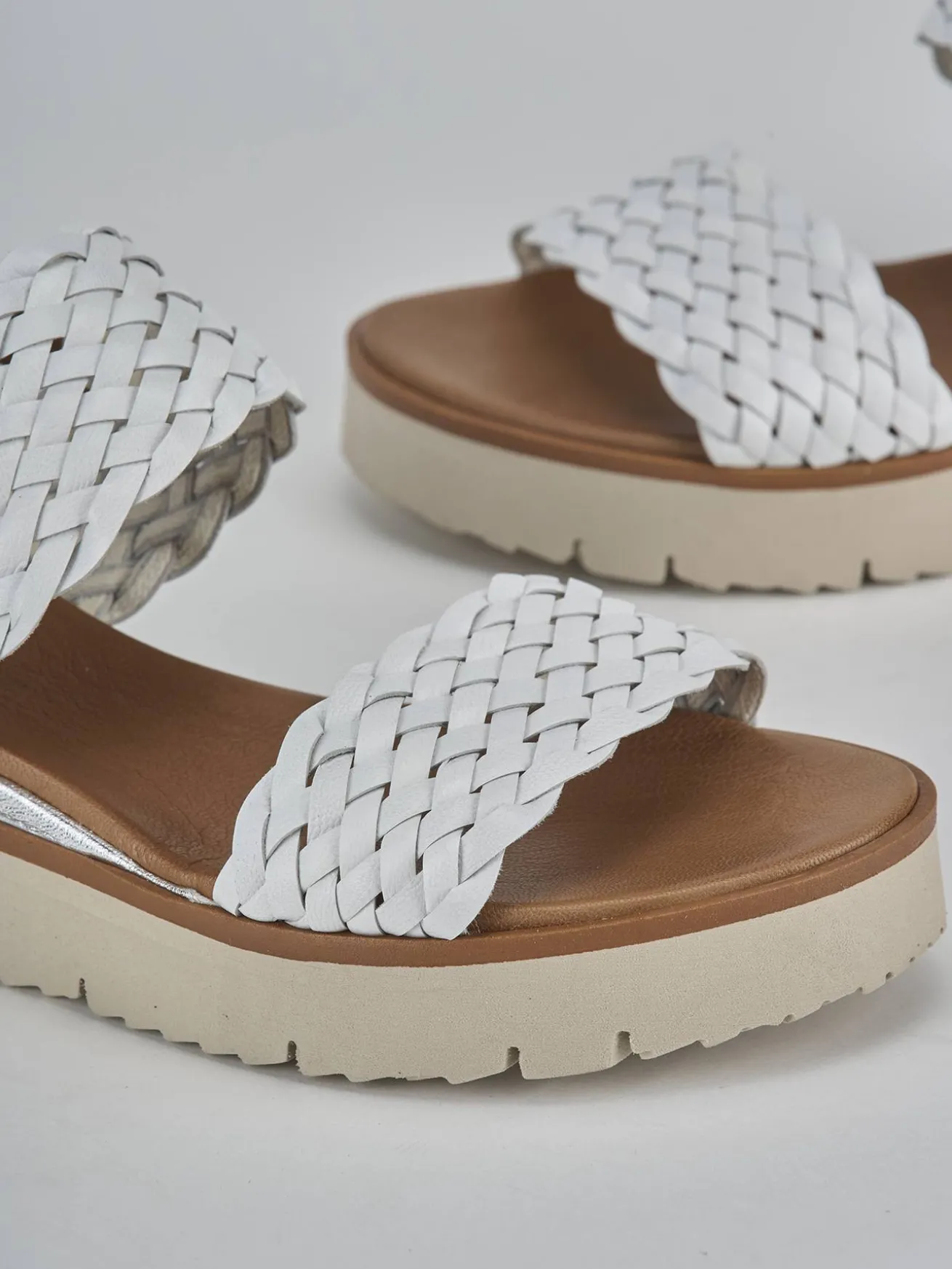 Sandalo zeppa 3 cm bianco pelle