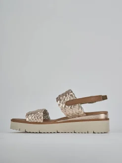 Sandalo zeppa 3 cm bronzo pelle