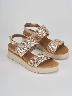 Sandalo zeppa 3 cm bronzo pelle