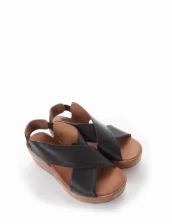 sandalo zeppa 6 cm nero