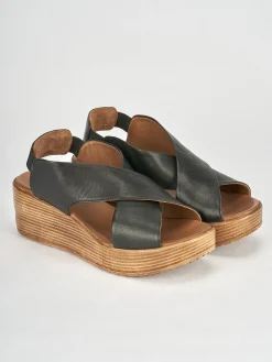 sandalo zeppa 6 cm nero