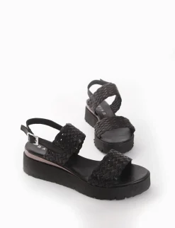 sandalo zeppa 3 cm nero