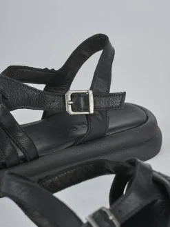 Sandalo zeppa 3 cm nero pelle