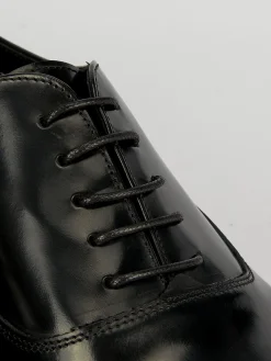 Scarpa lacci tacco 2 cm nero pelle