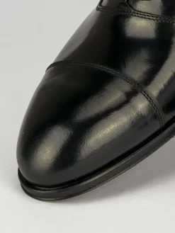 Scarpa lacci tacco 2 cm nero pelle