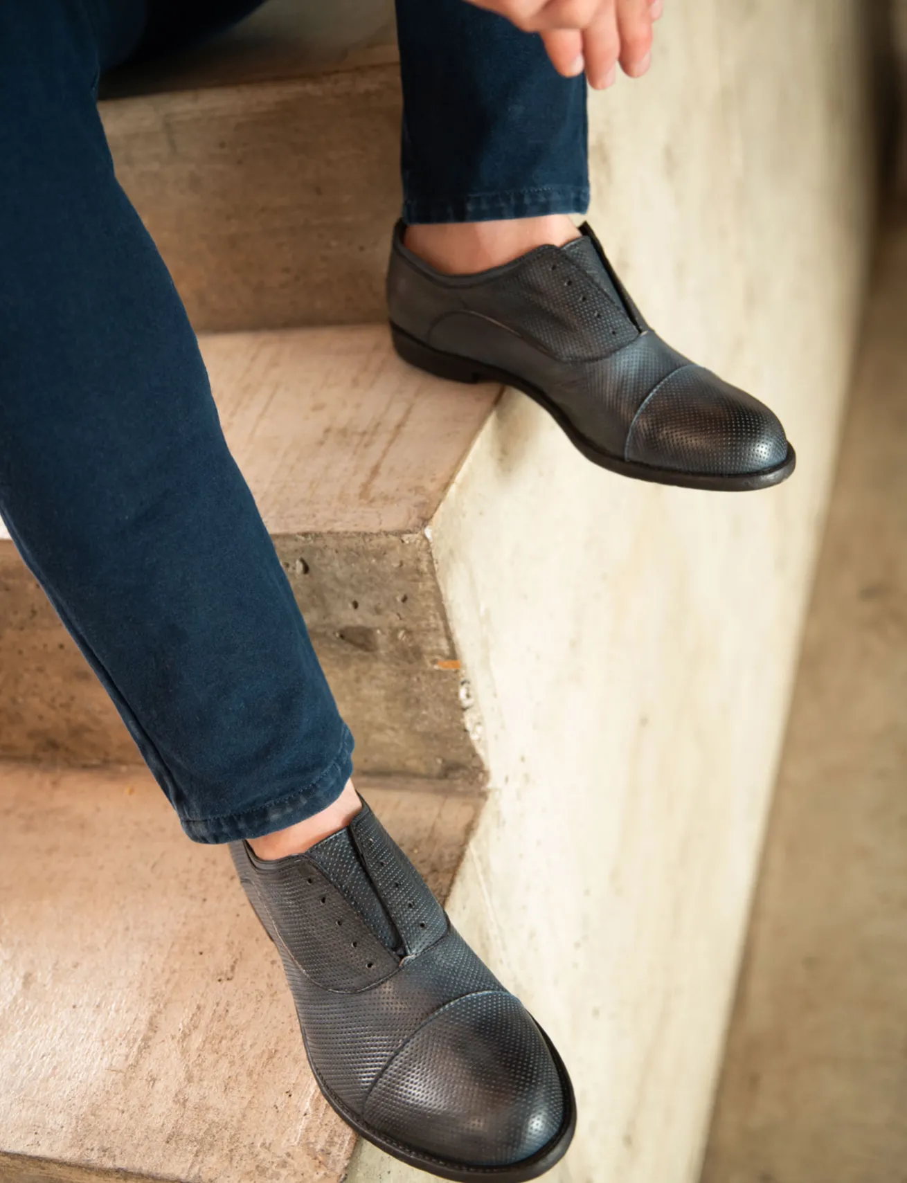 scarpa no lace tacco 2 cm blu