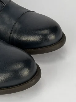 Scarpa no lace tacco 2 cm blu pelle