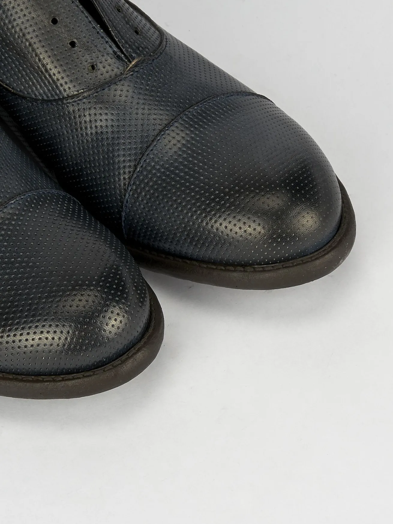 Scarpa no lace tacco 2 cm blu pelle