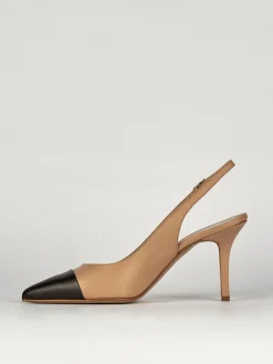 Slingback decoltè tacco 7 cm nero pelle