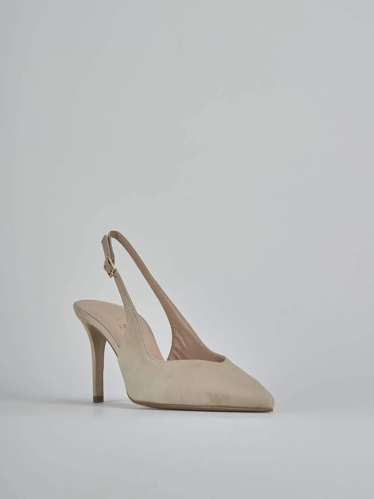 Slingback decolte tacco 7 cm beige camoscio