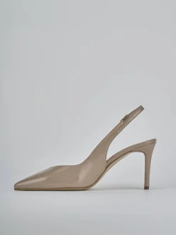 Slingback decolte tacco 7 cm beige vernice