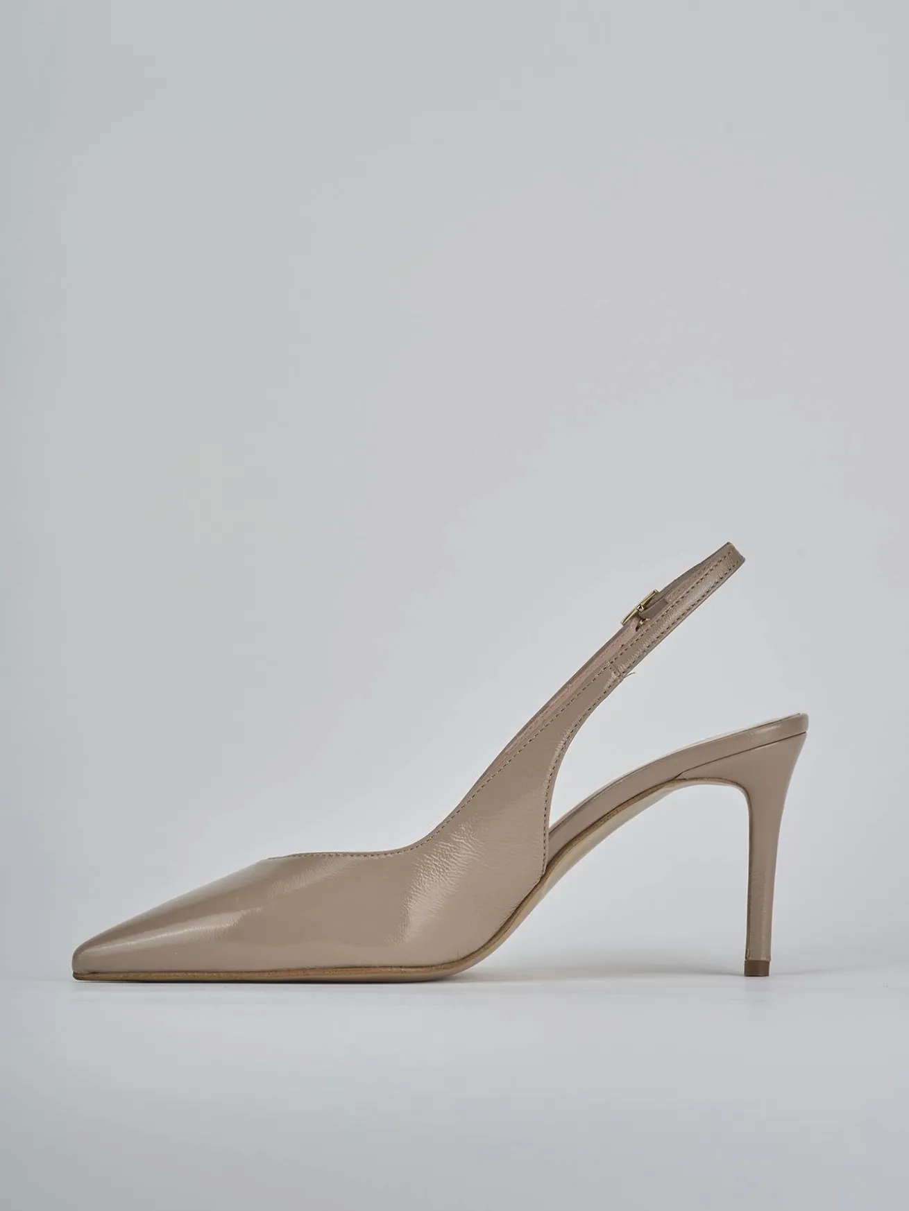 Slingback decolte tacco 7 cm beige vernice