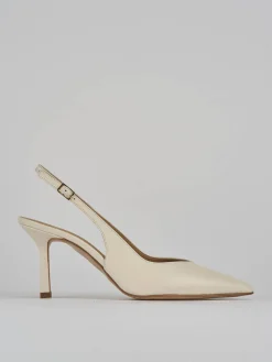 Slingback decolte tacco 7 cm bianco pelle
