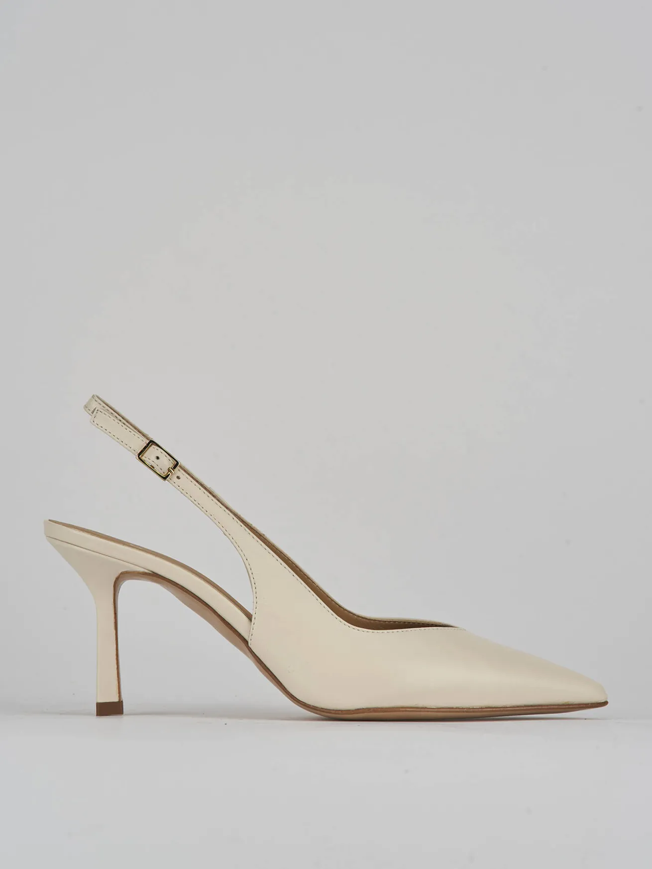 Slingback decolte tacco 7 cm bianco pelle