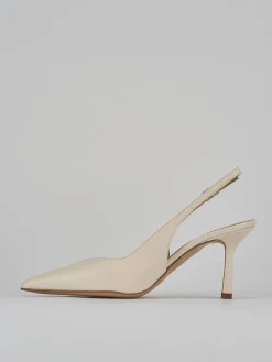 Slingback decolte tacco 7 cm bianco pelle