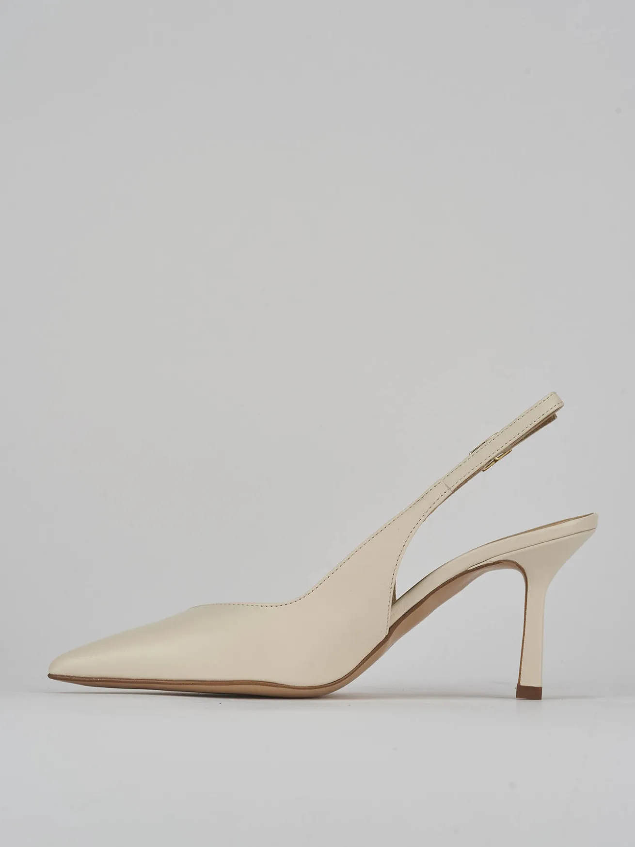 Slingback decolte tacco 7 cm bianco pelle