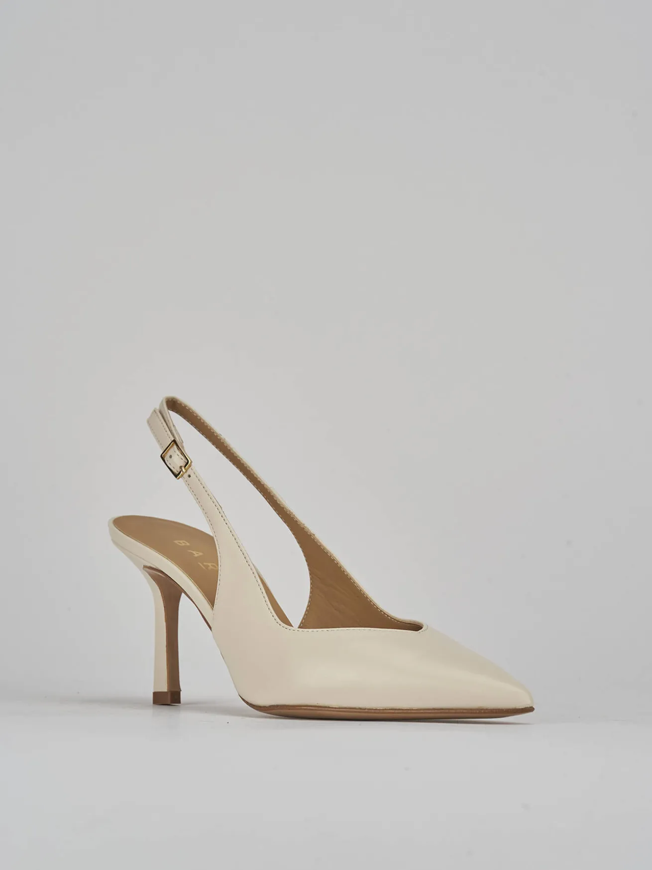 Slingback decolte tacco 7 cm bianco pelle