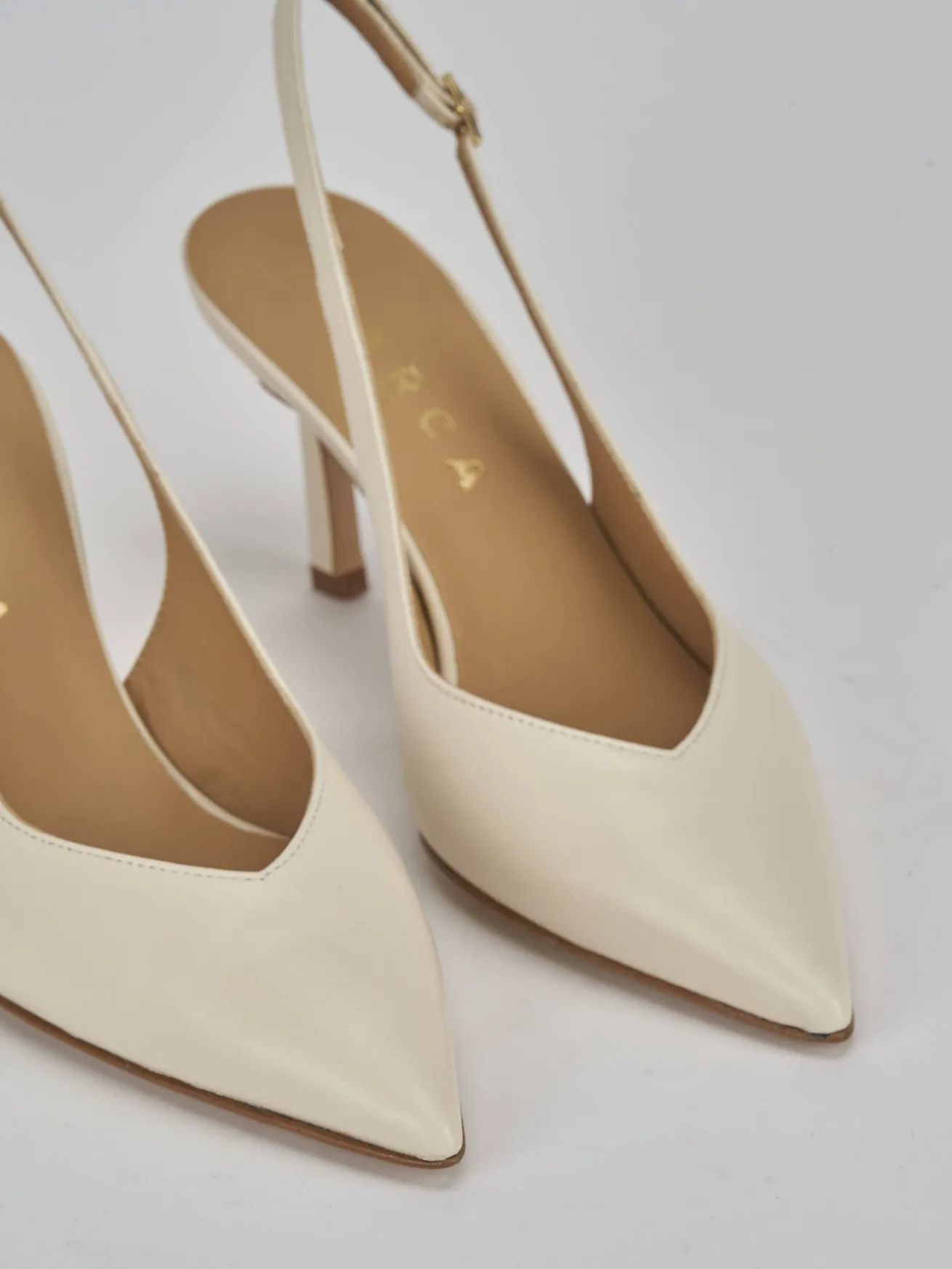 Slingback decolte tacco 7 cm bianco pelle