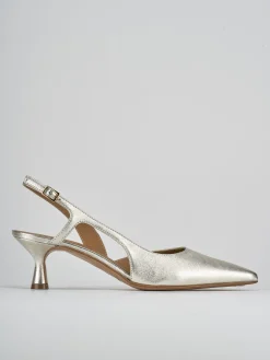Slingback decolte tacco 5 cm oro laminato