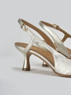 Slingback decolte tacco 5 cm oro laminato