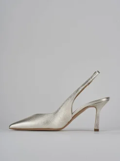 Slingback decolte tacco 7 cm oro laminato