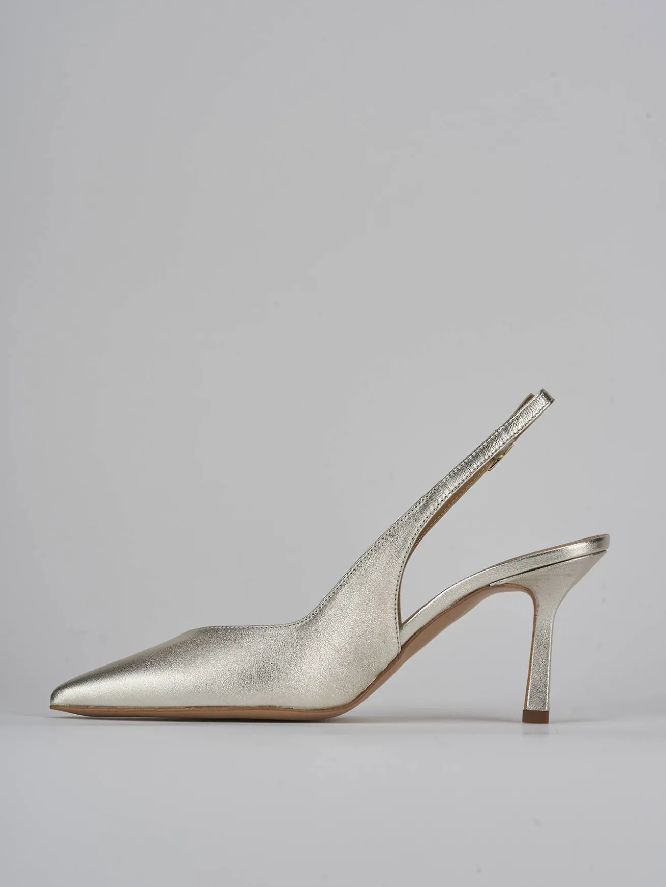 Slingback decolte tacco 7 cm oro laminato
